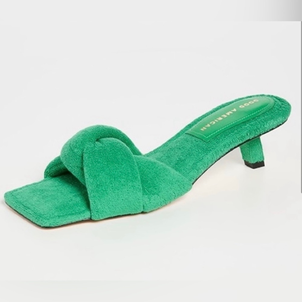 Good American Vibrant Green Heeled Slides